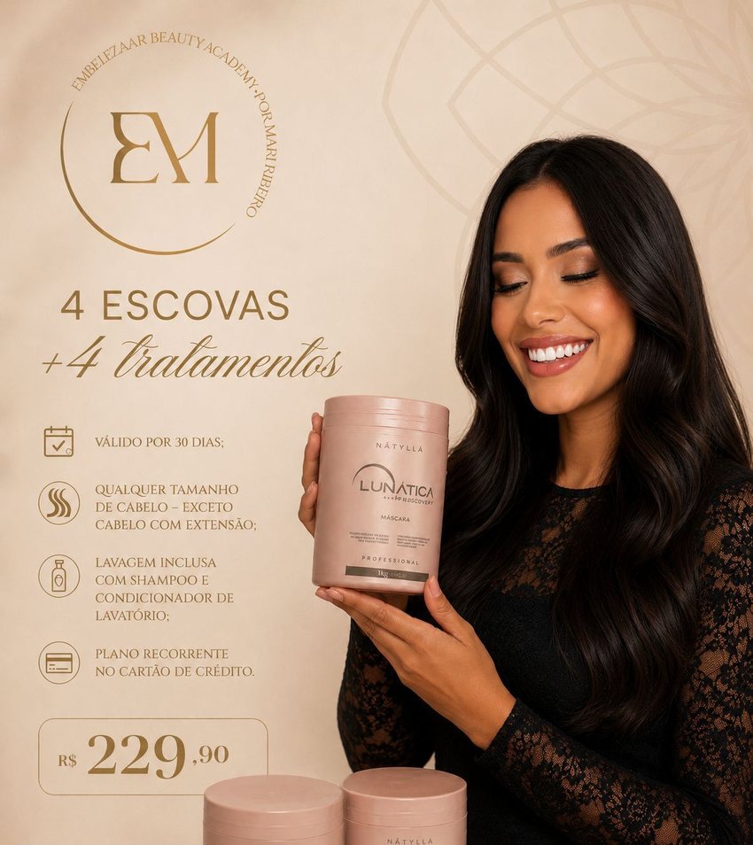 Plano 4 escovas + 4 tratamentos por R$ 229,90